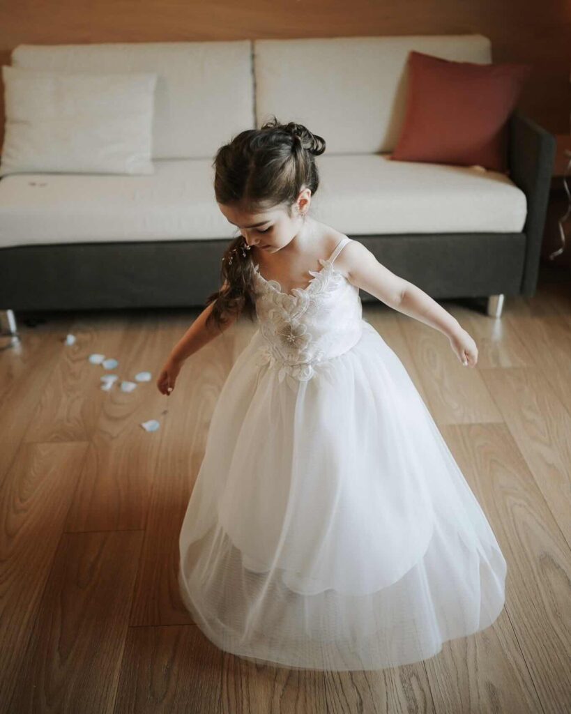 abito damigella bambina fedi matrimonio