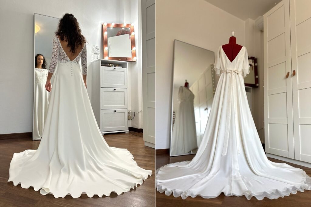 abito da sposa con strascico